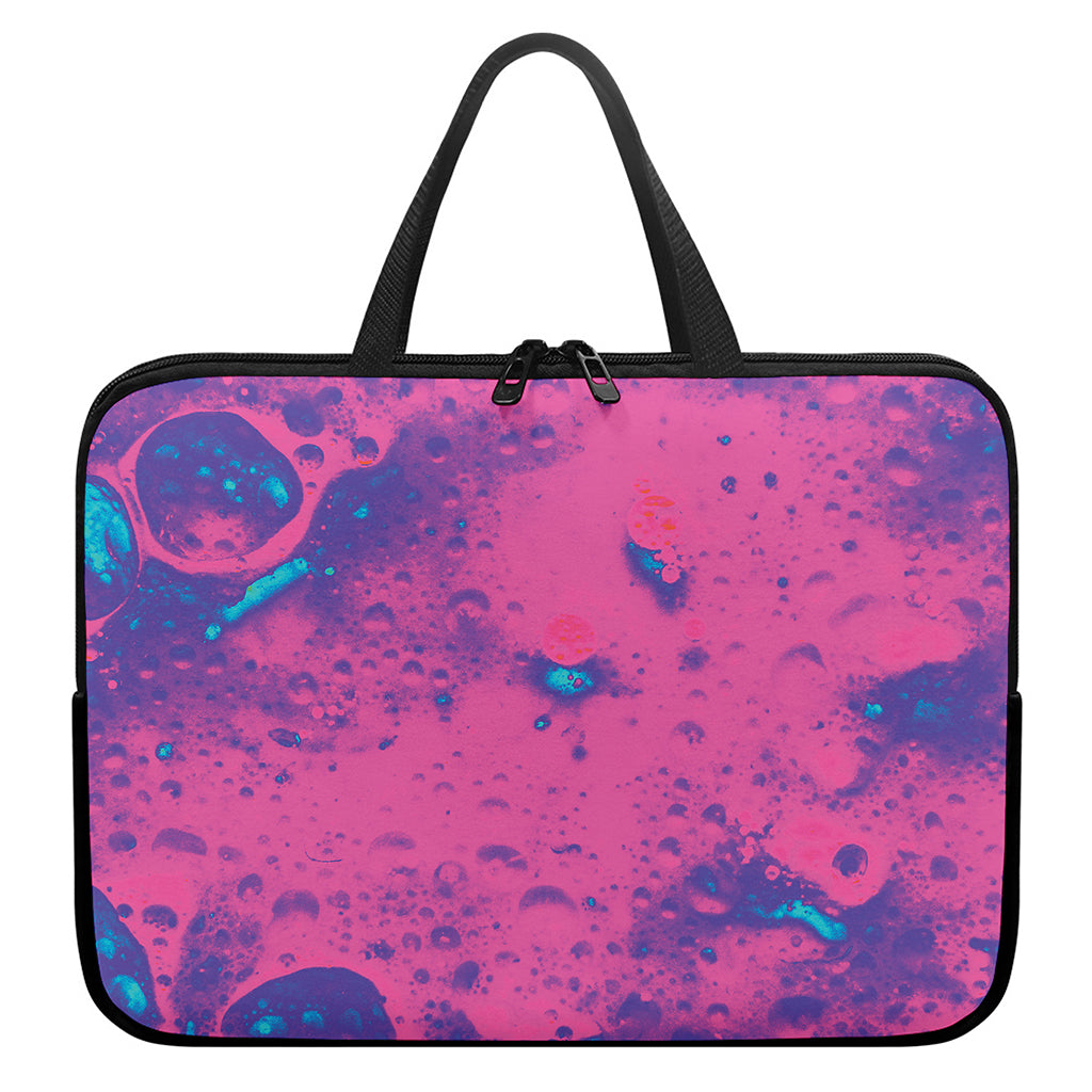 Pink And Blue Acid Melt Print Laptop Sleeve With Handle