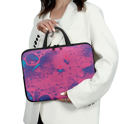Pink And Blue Acid Melt Print Laptop Sleeve With Handle