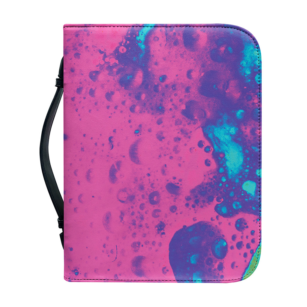 Pink And Blue Acid Melt Print Leather Bible Cover