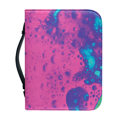 Pink And Blue Acid Melt Print Leather Bible Cover