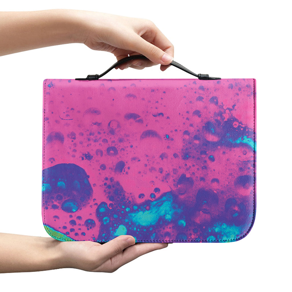Pink And Blue Acid Melt Print Leather Bible Cover
