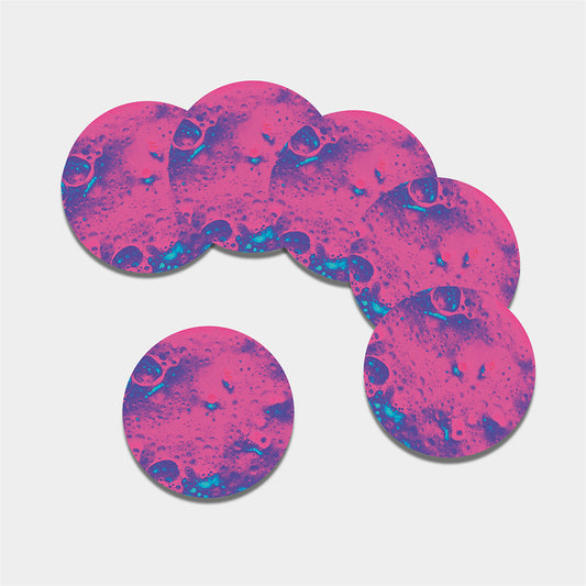 Pink And Blue Acid Melt Print Leather Coaster Set