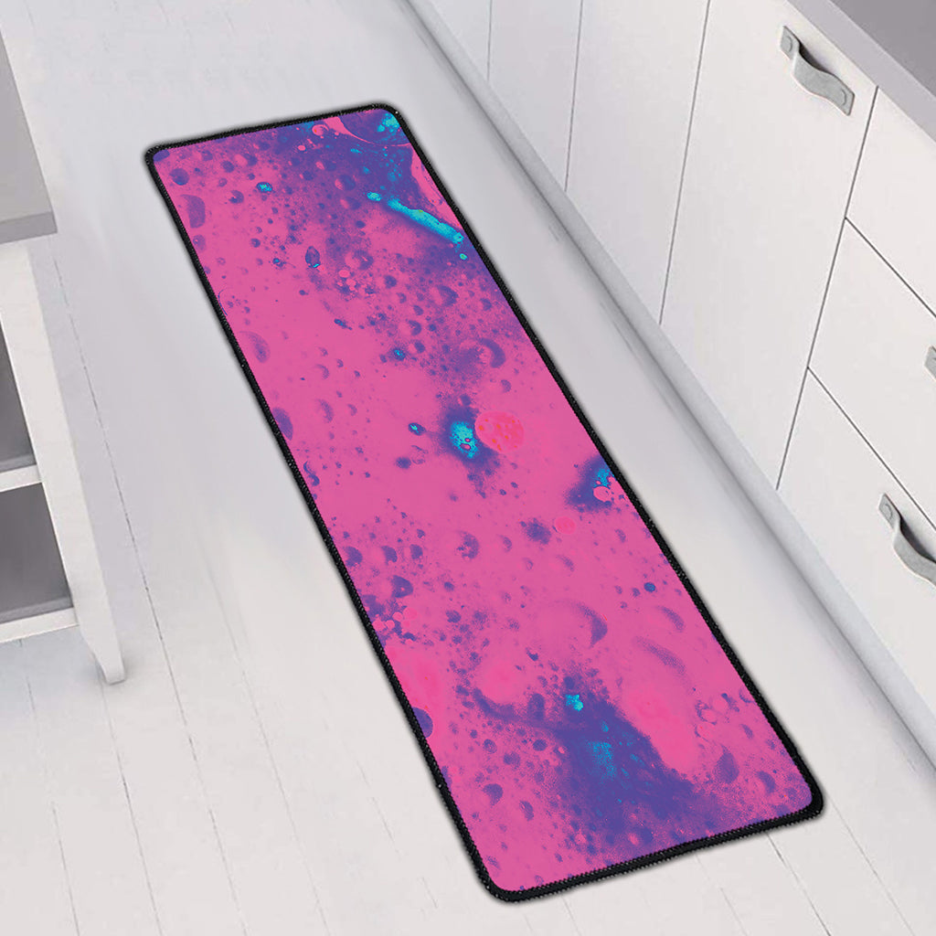 Pink And Blue Acid Melt Print Long Kitchen Mat