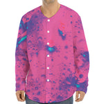 Pink And Blue Acid Melt Print Long Sleeve Baseball Jersey