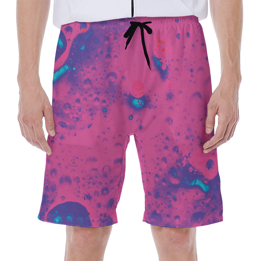 Pink And Blue Acid Melt Print Men's Beach Shorts