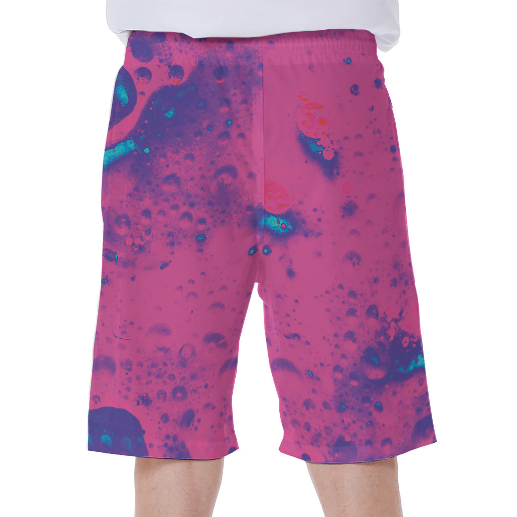 Pink And Blue Acid Melt Print Men's Beach Shorts