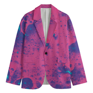 Pink And Blue Acid Melt Print Men's Blazer