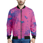 Pink And Blue Acid Melt Print Men's Bomber Jacket