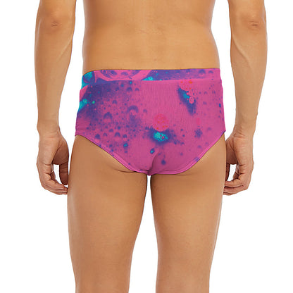 Pink And Blue Acid Melt Print Men's Briefs
