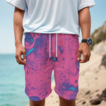 Pink And Blue Acid Melt Print Men's Cargo Shorts