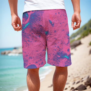 Pink And Blue Acid Melt Print Men's Cargo Shorts