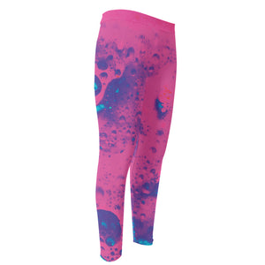 Pink And Blue Acid Melt Print Men's Compression Pants