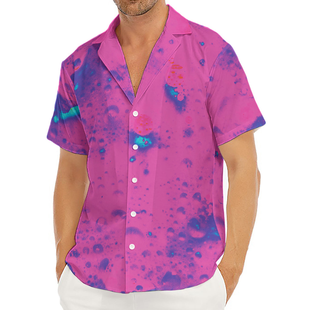 Pink And Blue Acid Melt Print Men's Deep V-Neck Shirt