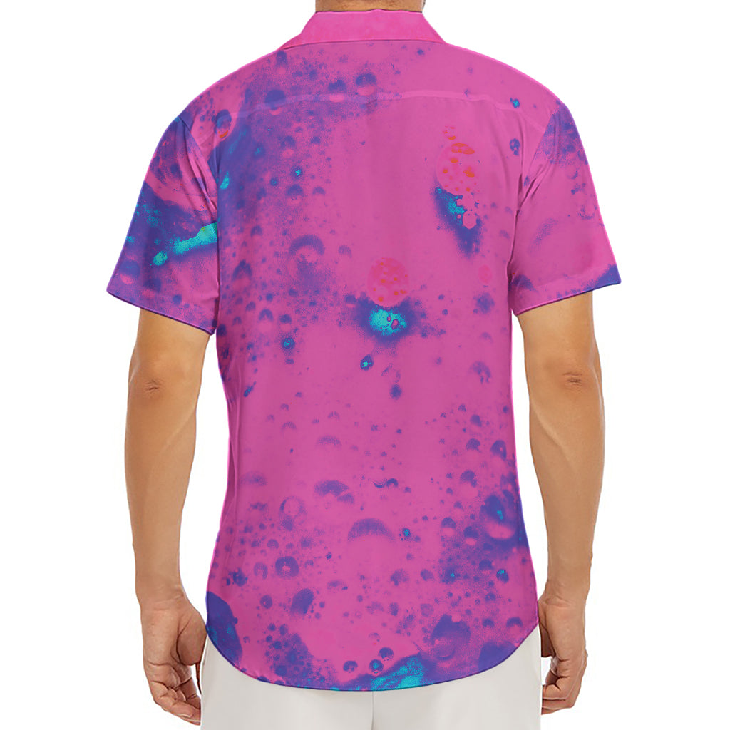 Pink And Blue Acid Melt Print Men's Deep V-Neck Shirt