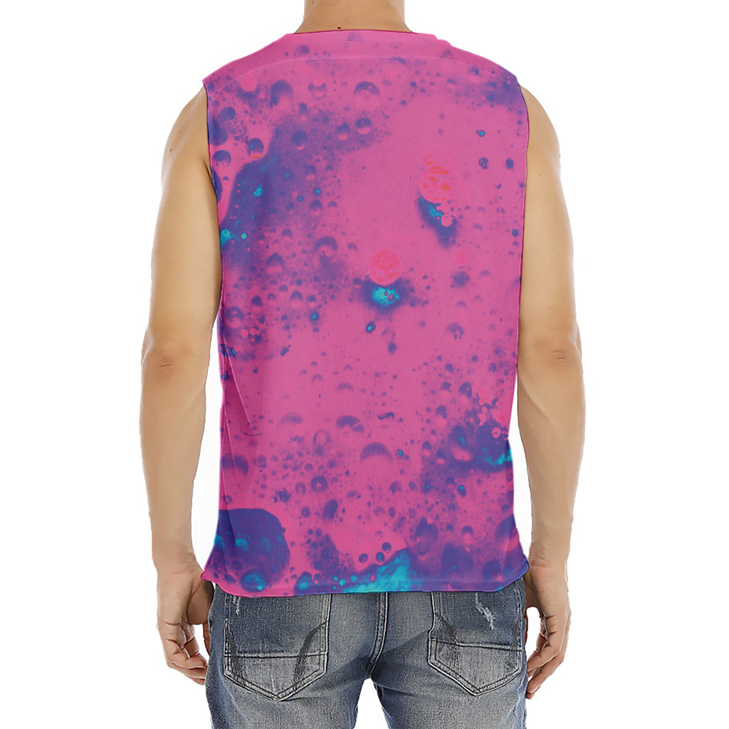 Pink And Blue Acid Melt Print Men's Fitness Tank Top
