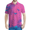 Pink And Blue Acid Melt Print Men's Polo Shirt