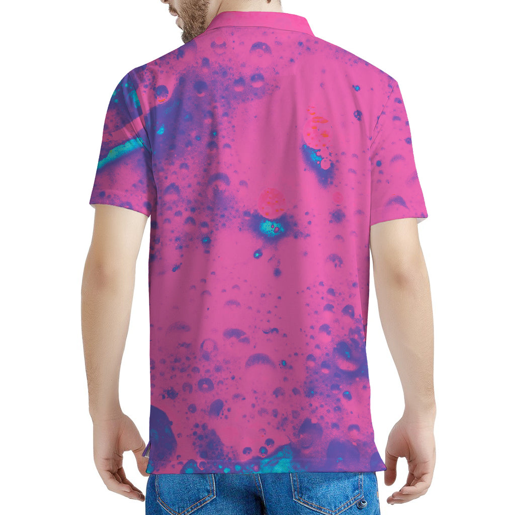 Pink And Blue Acid Melt Print Men's Polo Shirt