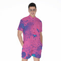 Pink And Blue Acid Melt Print Men's Romper