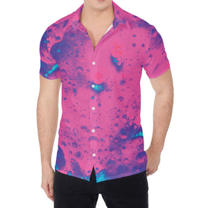 Pink And Blue Acid Melt Print Men's Shirt