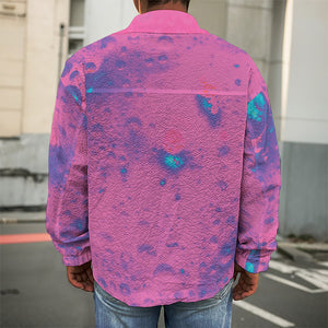 Pink And Blue Acid Melt Print Men's Shirt Jacket