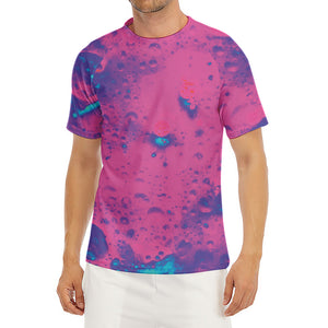 Pink And Blue Acid Melt Print Men's Short Sleeve Rash Guard