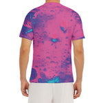 Pink And Blue Acid Melt Print Men's Short Sleeve Rash Guard