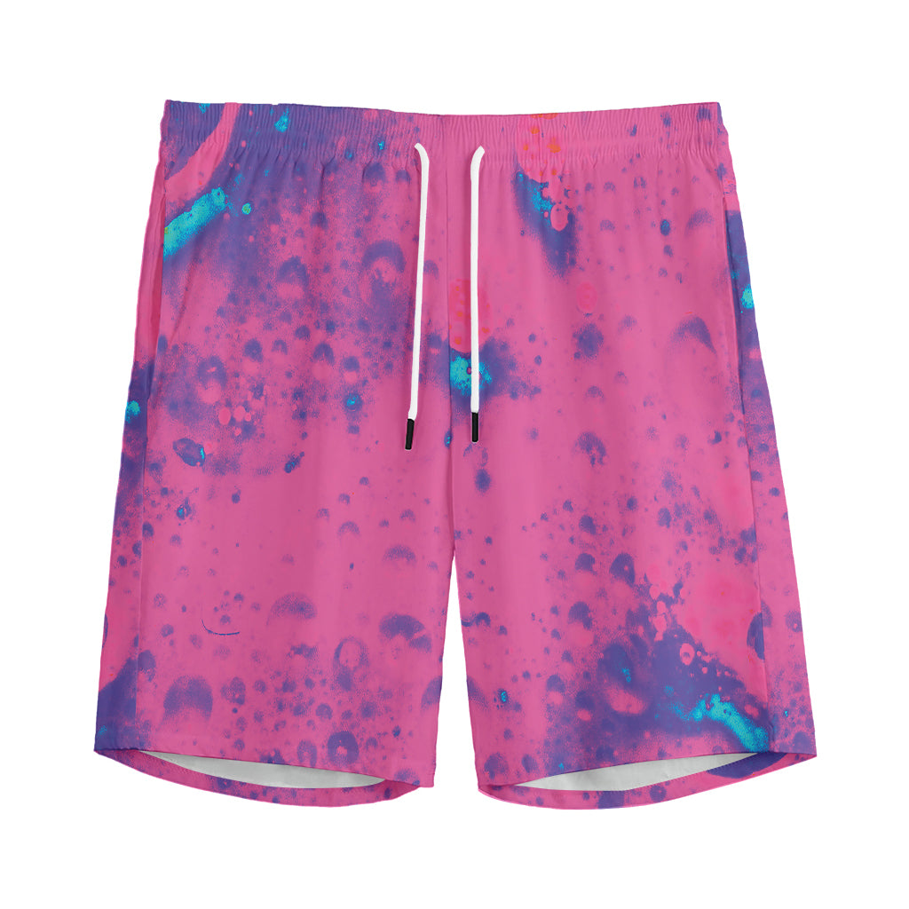 Pink And Blue Acid Melt Print Men's Sports Shorts