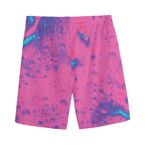 Pink And Blue Acid Melt Print Men's Sports Shorts