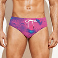 Pink And Blue Acid Melt Print Men's Swim Briefs