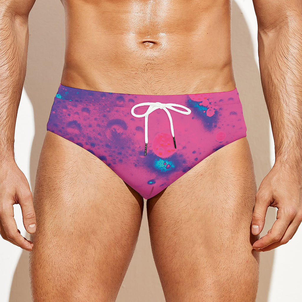 Pink And Blue Acid Melt Print Men's Swim Briefs