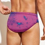 Pink And Blue Acid Melt Print Men's Swim Briefs