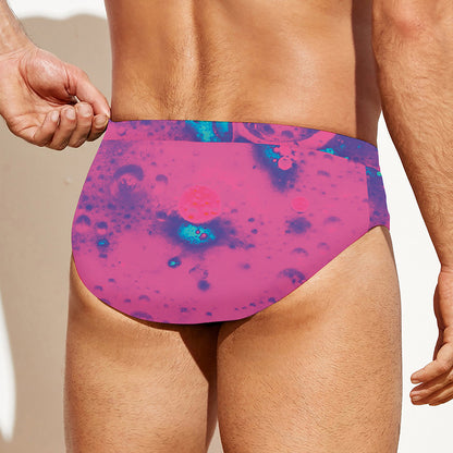 Pink And Blue Acid Melt Print Men's Swim Briefs