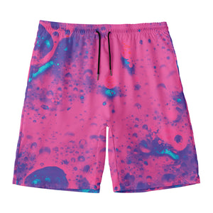 Pink And Blue Acid Melt Print Men's Swim Trunks