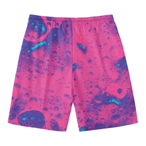 Pink And Blue Acid Melt Print Men's Swim Trunks