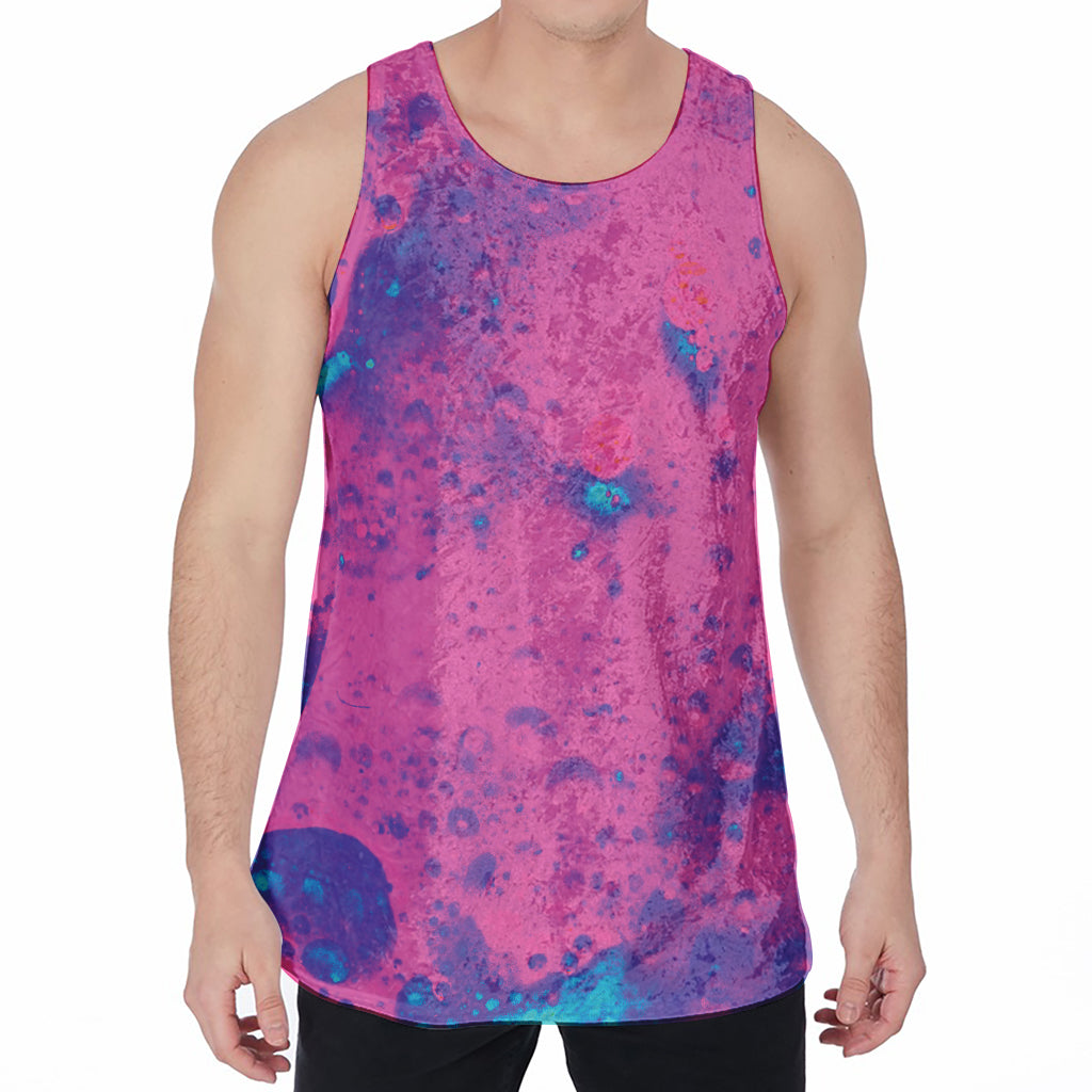 Pink And Blue Acid Melt Print Men's Velvet Tank Top