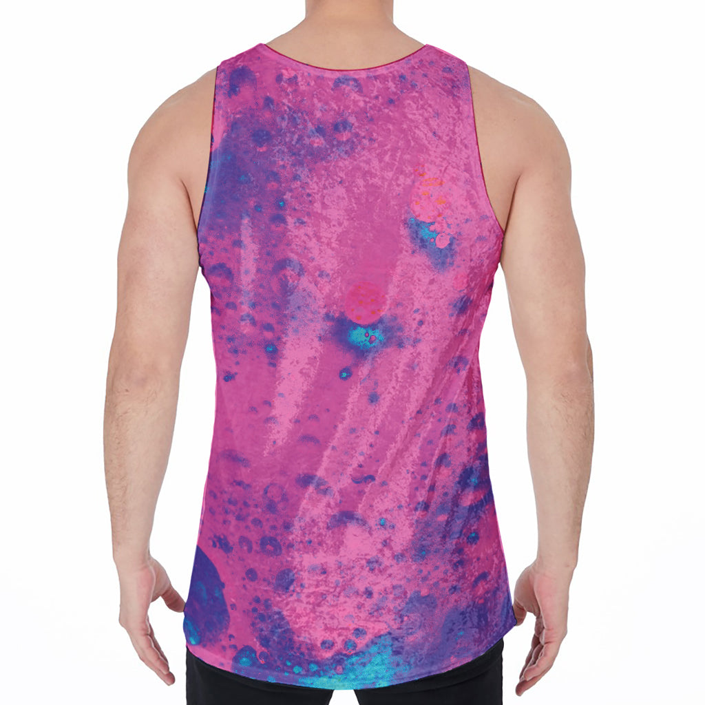 Pink And Blue Acid Melt Print Men's Velvet Tank Top