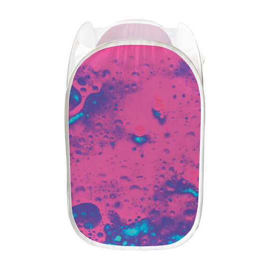 Pink And Blue Acid Melt Print Mesh Laundry Hamper