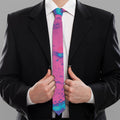 Pink And Blue Acid Melt Print Necktie