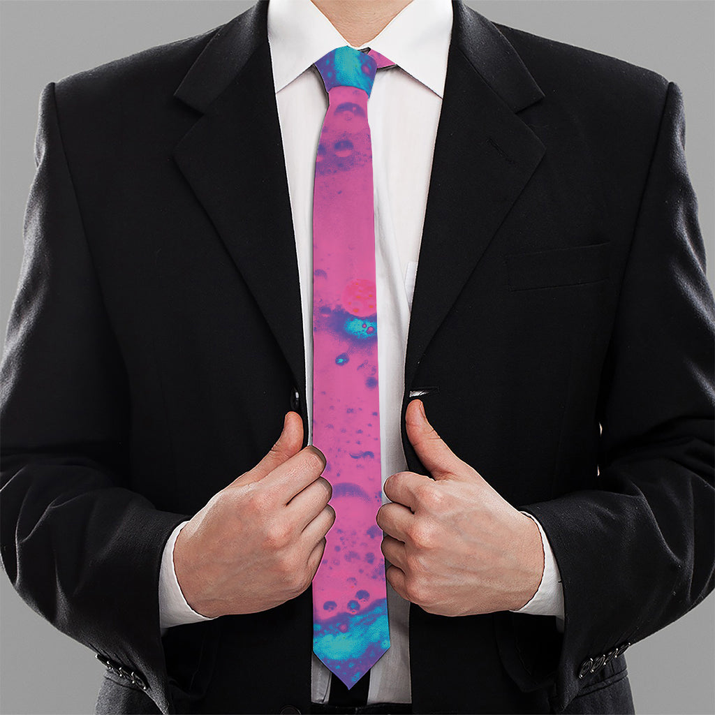 Pink And Blue Acid Melt Print Necktie