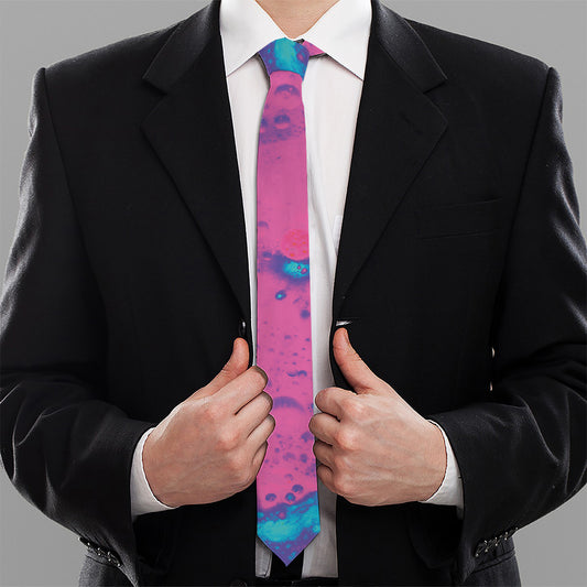 Pink And Blue Acid Melt Print Necktie