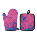 Pink And Blue Acid Melt Print Oven Mitt And Pot Holder Set