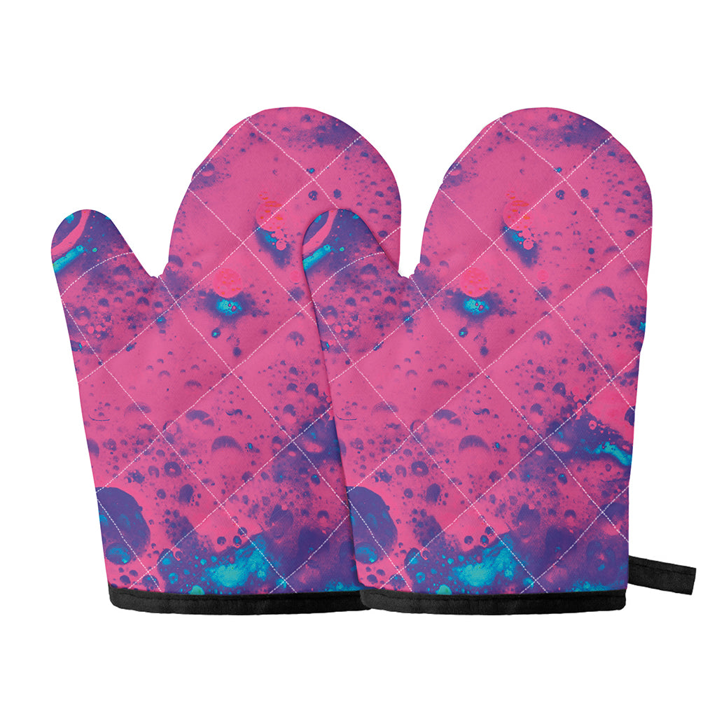 Pink And Blue Acid Melt Print Oven Mitts