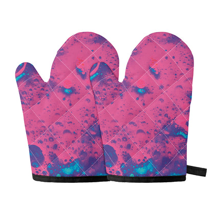 Pink And Blue Acid Melt Print Oven Mitts