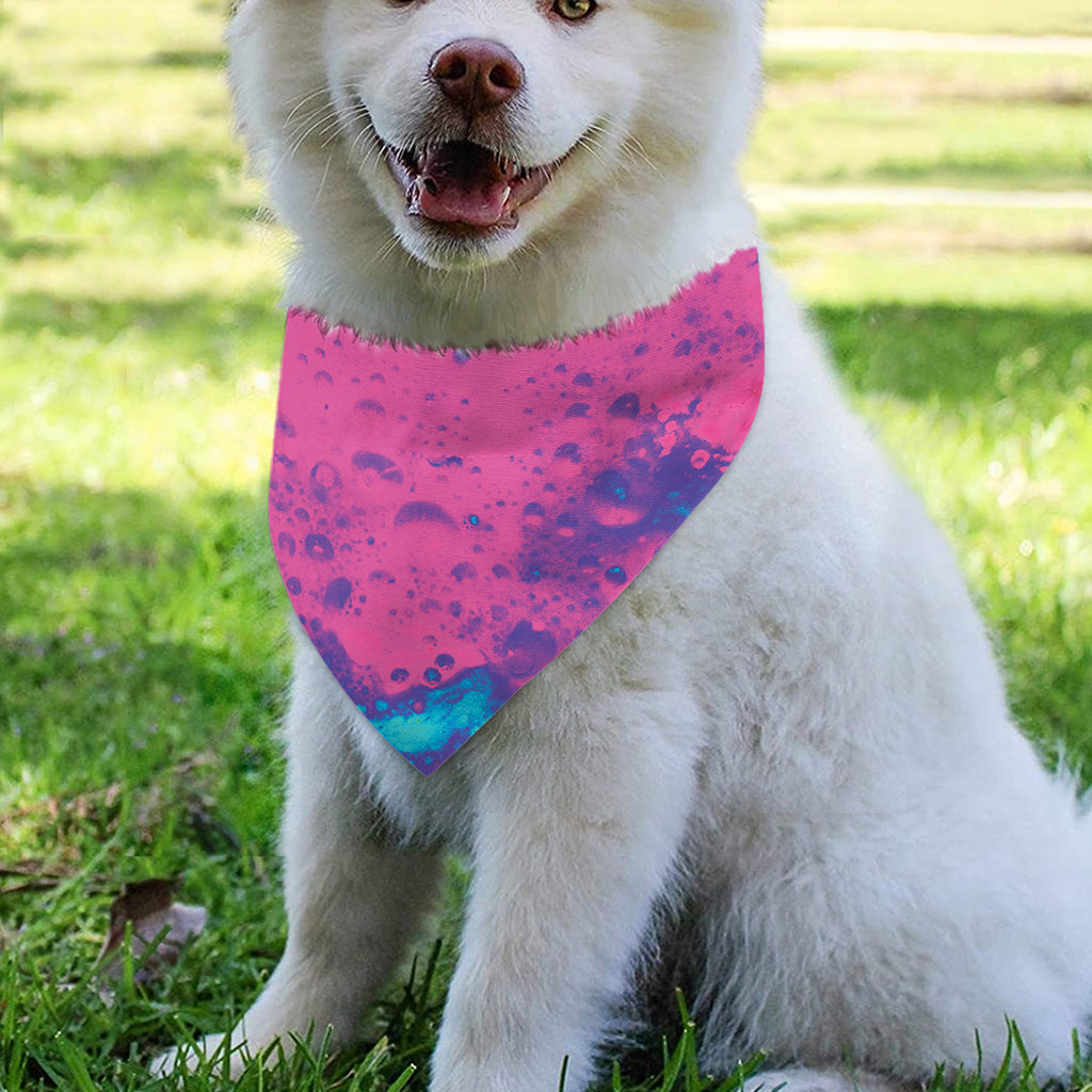 Pink And Blue Acid Melt Print Over The Collar Dog Bandana