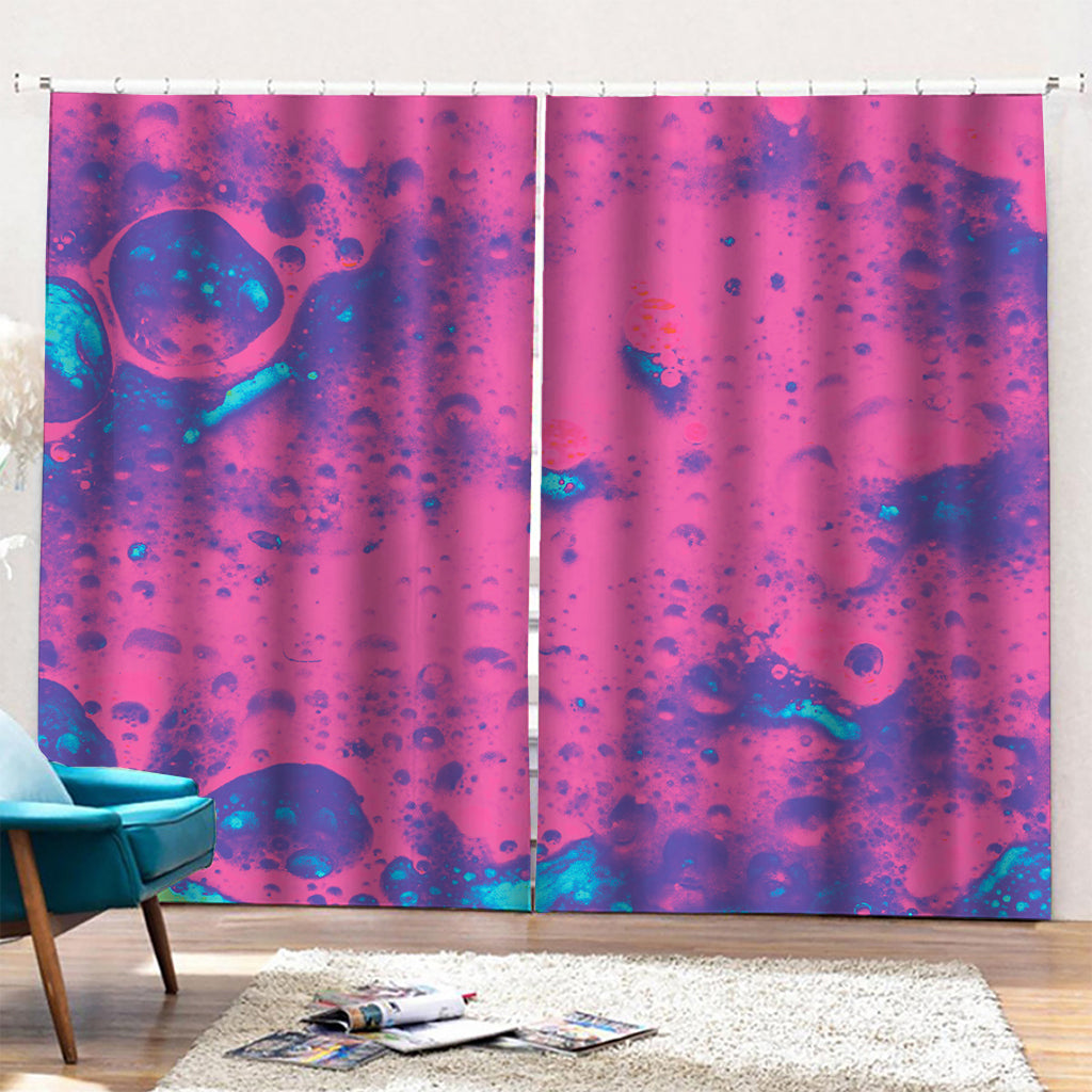 Pink And Blue Acid Melt Print Pencil Pleat Curtains