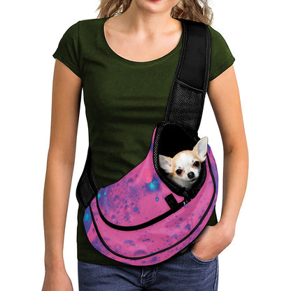 Pink And Blue Acid Melt Print Pet Sling Carrier