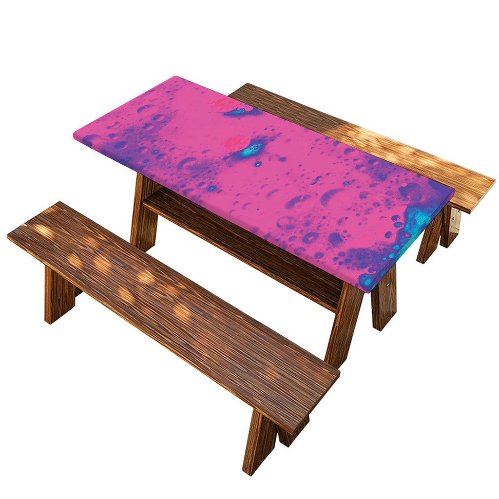 Pink And Blue Acid Melt Print Picnic Table Cover