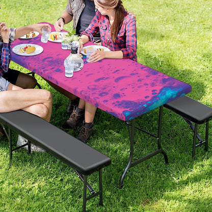 Pink And Blue Acid Melt Print Picnic Table Cover