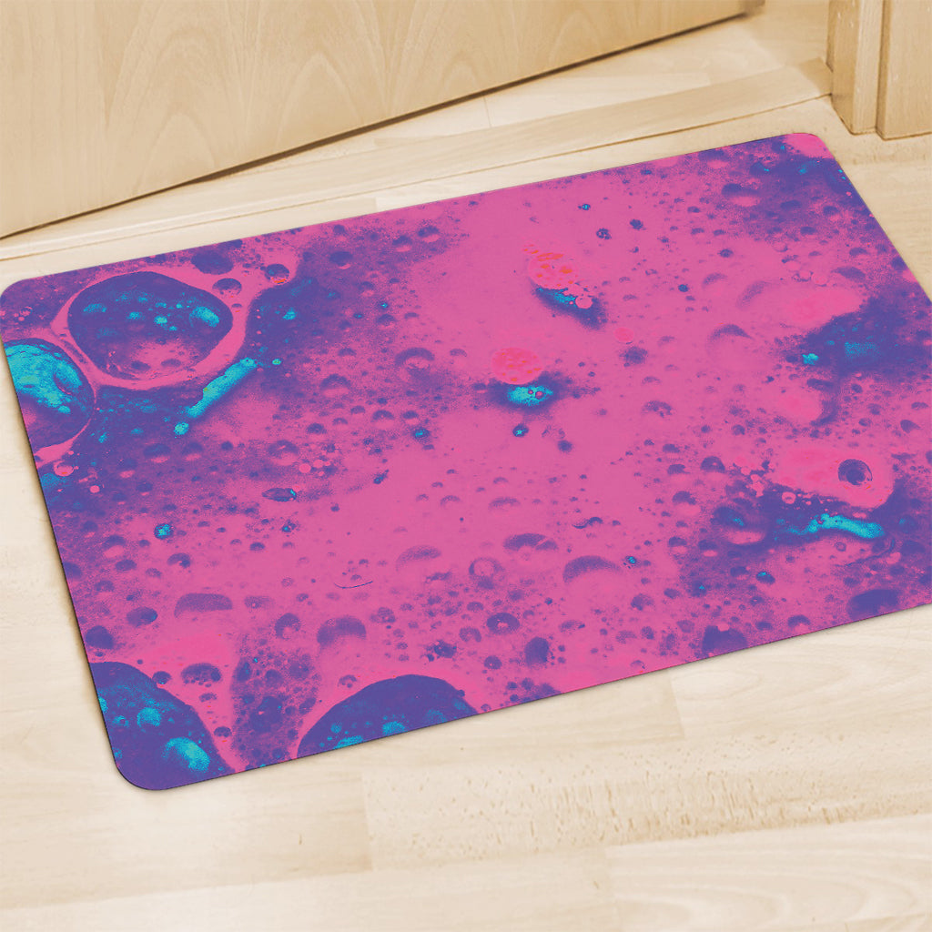 Pink And Blue Acid Melt Print Polyester Doormat