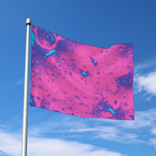 Pink And Blue Acid Melt Print Polyester Flag